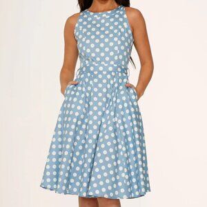 MODCLOTH Light Blue & White Polka Dot Swing Dress